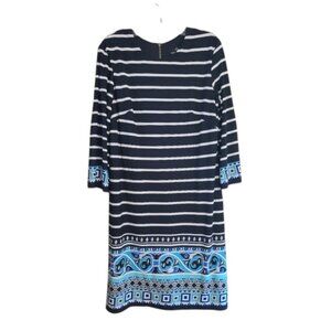 Ronnie & Nicole Black and Blue Striped Women's Dress 10